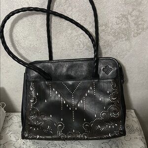 Patricia Nash Black and Silver Shoulder Bag